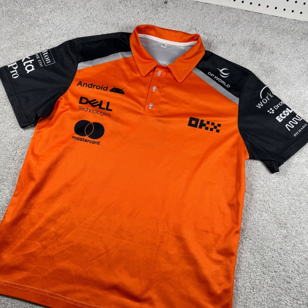 McLaren F1 Team Polo Shirt Mens XL Orange Racing Teamwear Fan Gear Jersey